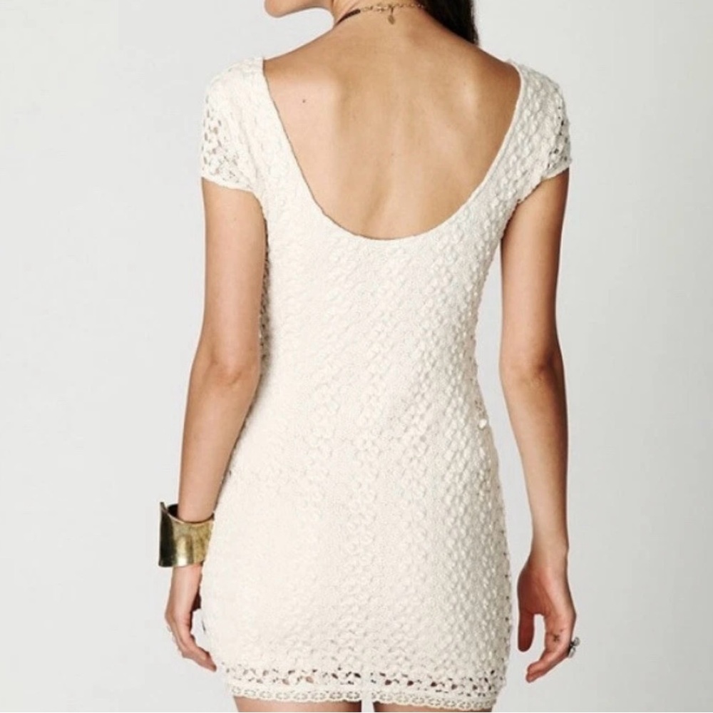 Free People Cream Crochet Mini Dress – Size S - Picture 3 of 8